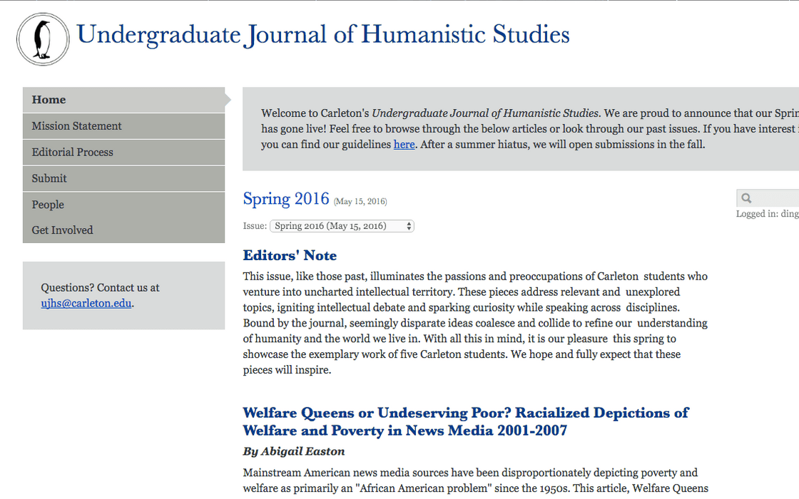 Undergraduate Journal of Humanistic Studies