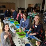 Staff are excited to build their succulent plant!
