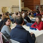 People visiting at breakfast