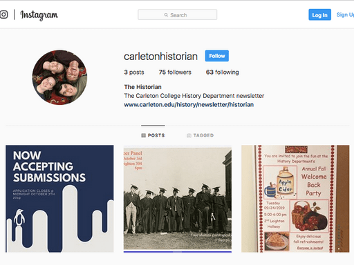 screenshot of the historian instagram page