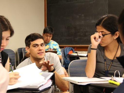 Professor Maxbauer with students in class