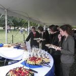 The dessert table for the post-convocation reception on the Bald Spot during the Poskanzer Inaugural weekend.