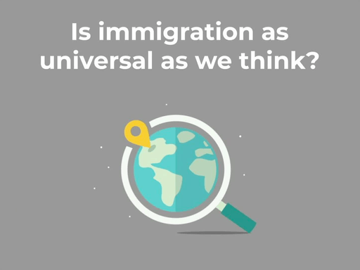 Media placard reading 'is immigration as universal as we think?'