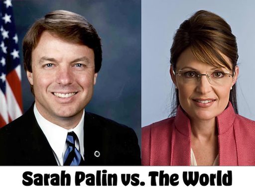 media placard reading 'Sarah Palin vs. The World'