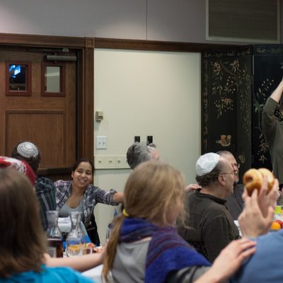 Rabbi Shosh Dworsky leading Tu B'Shevat service on January 17, 2014.