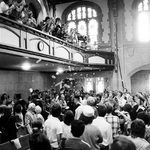 Historic photograph from President Swearer's inauguration in the Chapel.