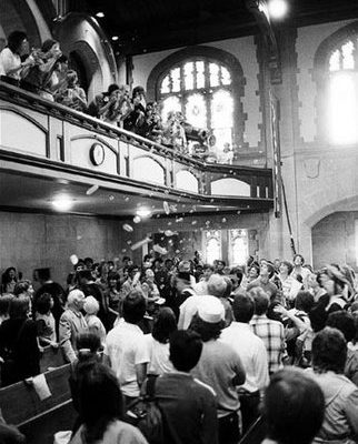 Historic photograph from President Swearer's inauguration in the Chapel.