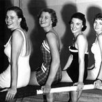 Historic photograph of Carleton's synchronized swimming club, the 