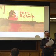A placard image for media work Public Memory of Myanmar Archive Opening