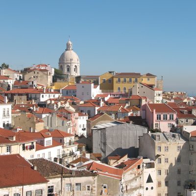 Rooftops and the dome of the Church of Santa Engrácia in Lisbon, Portugal